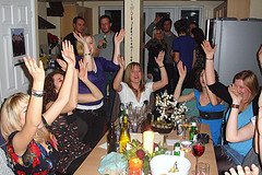 A stock photo of a house party.